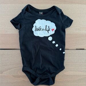RARE DVF x GAP Black 'Love is Life' Baby Bodysuit